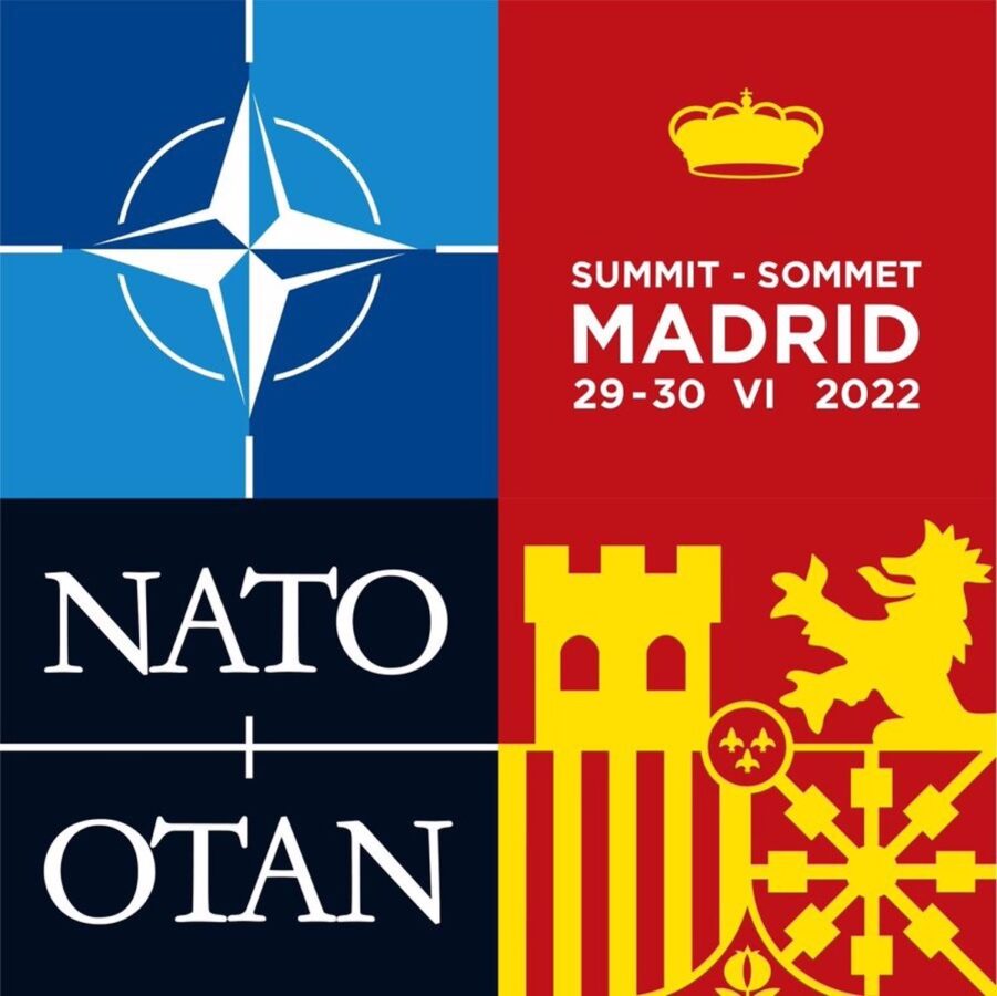 El escudo de España y los colores rojo y amarillo, protagonistas del logo de la Cumbre de la OTAN en Madrid